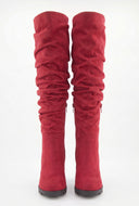 Scrunch Knee-High Block Heel Boots