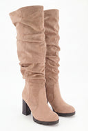Scrunch Knee-High Block Heel Boots