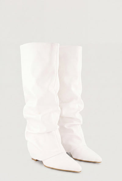 Fold Over Knee-High Slouch Boots