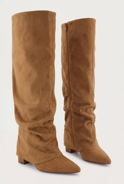Fold Over Knee-High Slouch Boots