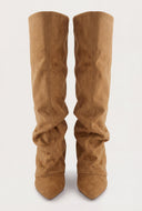 Fold Over Knee-High Slouch Boots
