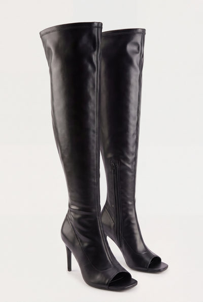 Open Toe Thigh High Boots