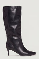 Slouchy Pointed Toe Kitten Heel Boots