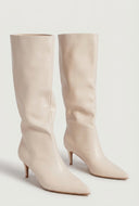 Slouchy Pointed Toe Kitten Heel Boots