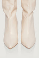 Slouchy Pointed Toe Kitten Heel Boots