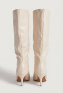 Slouchy Pointed Toe Kitten Heel Boots
