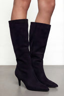 Slouchy Pointed Toe Kitten Heel Boots