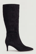 Slouchy Pointed Toe Kitten Heel Boots