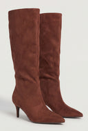 Slouchy Pointed Toe Kitten Heel Boots