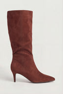 Slouchy Pointed Toe Kitten Heel Boots
