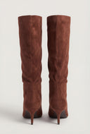 Slouchy Pointed Toe Kitten Heel Boots