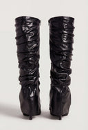 Fold Over Knee High Pointy Toe Slouch Boots