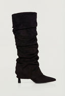 Fold Over Knee High Pointy Toe Slouch Boots