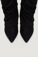 Fold Over Knee High Pointy Toe Slouch Boots