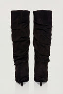 Fold Over Knee High Pointy Toe Slouch Boots