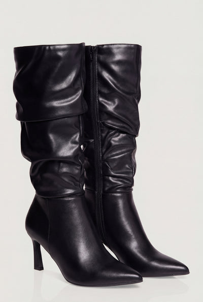 Mid-Calf Stiletto Slouch Boots