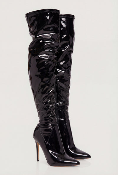 Thigh-High Pointed Toe Stiletto Boots