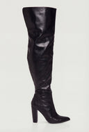 Londyn Pointed Toe Block Heel Thigh-High Boots