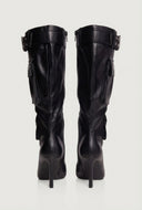 Stiletto Buckle Cargo Mid Calf Boots