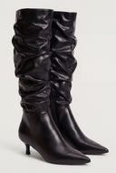 Knee-High Kitten Heel Slouch Boots