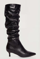 Knee-High Kitten Heel Slouch Boots