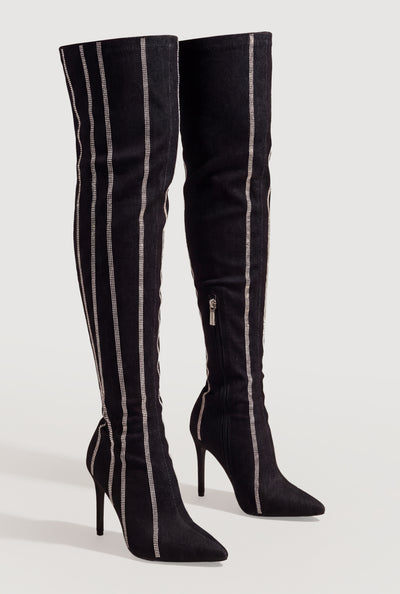 Glam Denim Over The Knee Boots