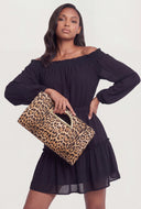 Leopard D-Ring Clutch Bag