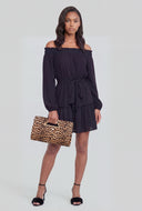 Leopard D-Ring Clutch Bag