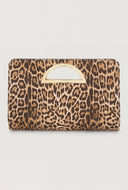 Leopard D-Ring Clutch Bag