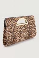 Leopard D-Ring Clutch Bag