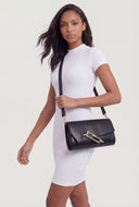 Geometric Flap Toggle Crossbody Bag
