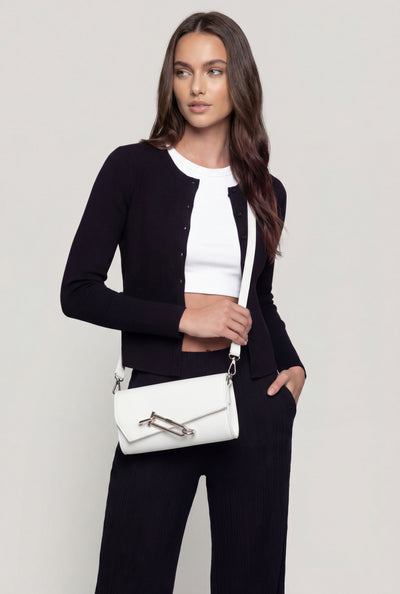 Geometric Flap Toggle Crossbody Bag