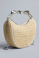 Hope Metallic Handle Raffia Crossbody Bag