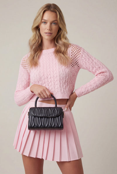 Quilted Top Handle Crossbody Bag