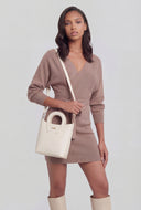 Faux Leather Crossbody Tote Bag