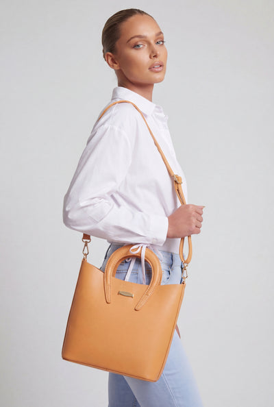 Faux Leather Crossbody Tote Bag