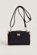 Metallic Accent Zip Crossbody Wallet