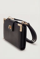 Metallic Accent Zip Crossbody Wallet