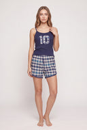 Plaid Graphic Shorts Pajama Set