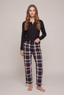Henley Top and Flannel Pants Pajama Set