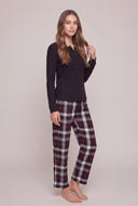 Henley Top and Flannel Pants Pajama Set