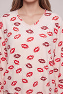 Lip Print Pajama Pants Set