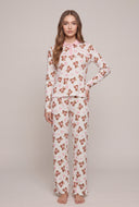 Teddy Bear Bow Thermal Pajama Set