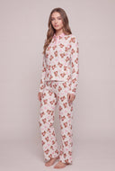 Teddy Bear Bow Thermal Pajama Set
