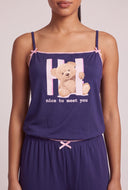 Hi Teddy Bear Graphic Pajama Set