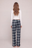 Long Sleeve Pajama Top and Plaid Pajama Pants Set