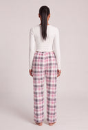 Long Sleeve Pajama Top and Plaid Pajama Pants Set