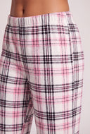 Long Sleeve Pajama Top and Plaid Pajama Pants Set