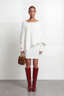 Pearl Asymmetrical Faux Fur Poncho