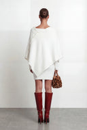 Pearl Asymmetrical Faux Fur Poncho